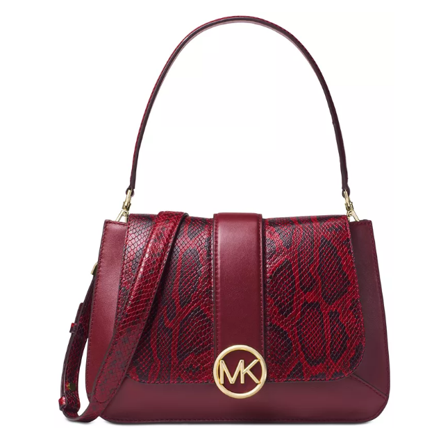 Michael Kors Lillie Top-Handle Flap Satchel OxbloodMaroonGold