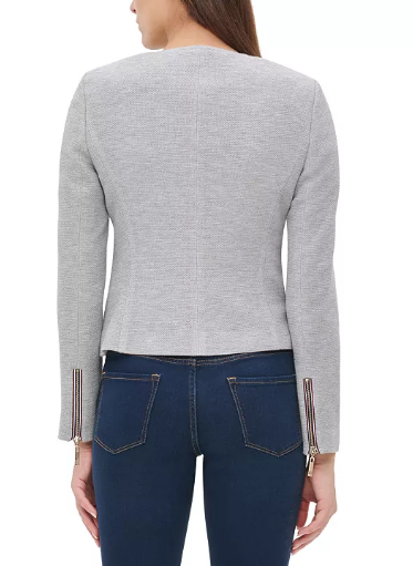 Tommy Hilfiger Collarless Zip-Front Jacket Size 0