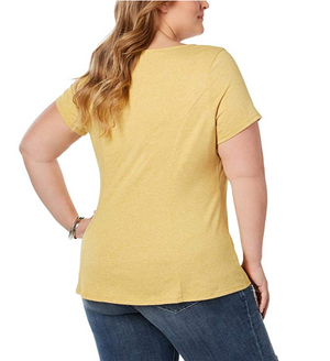 INC International Concepts Plus Size Corset T-Shirt Polished Gold 2X