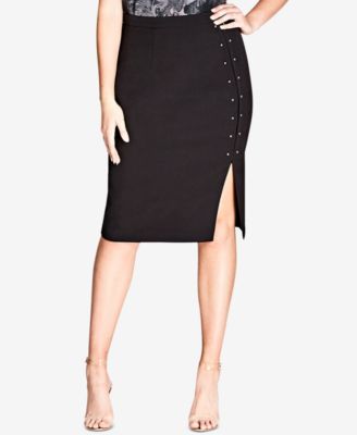 City Chic Trendy Plus Size Sharp Stud Stud Skirt, Size Large/20W - Black