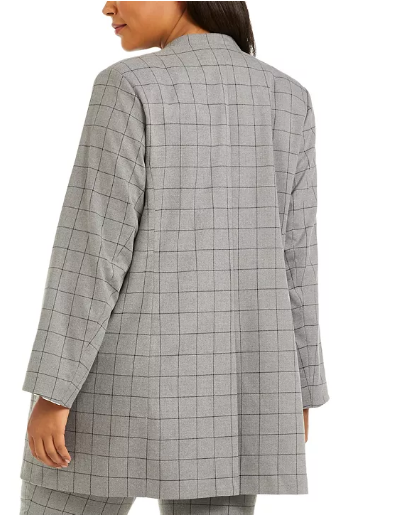 Calvin Klein Plus Size Windowpane Topper Jacket Size 16