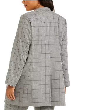 Calvin Klein Plus Size Windowpane Topper Jacket Size 16