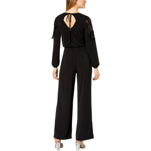 Thalia Sodi Lace-Inset Jumpsuit Deep Black M