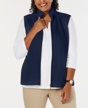 Karen Scott Plus Size Sherpa-Collar Vest Grey 3X