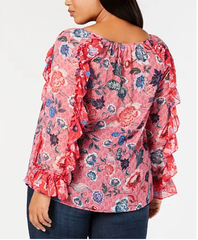 Style & Co. Womens Plus Lighweight Floral Blouse 0X