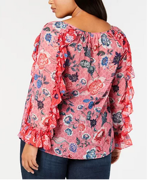 Style & Co. Womens Plus Lighweight Floral Blouse 0X