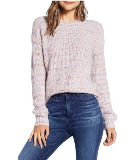 Lucky Brand Marled-Knit Crewneck Sweater Size XS
