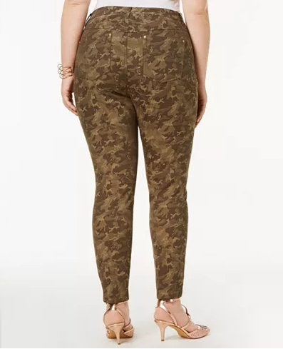 INC International Concepts Plus Size Camo-Print Jacquard Olive Camo