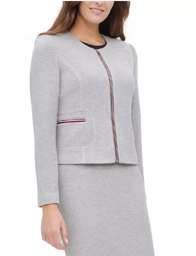 Tommy Hilfiger Collarless Zip-Front Jacket Size 0