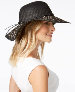 INC International Concepts Beaded Floppy Hat Black ONE SIZE