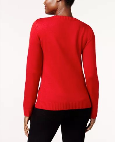 Karen Scott Petite Snowman Sweater Red PM