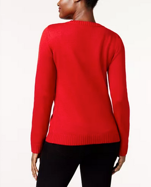 Karen Scott Petite Snowman Sweater Red PM