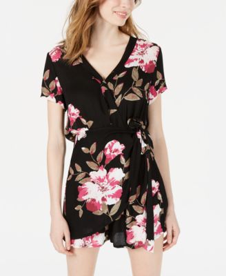 American Rag Juniors' Floral-Print Wrap Romper Size L