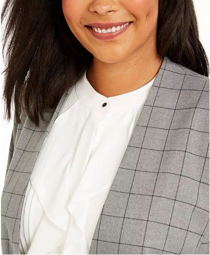 Calvin Klein Plus Size Windowpane Topper Jacket Size 16