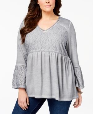 Style Co Plus Size Patterned Babydoll T Bold Grey 1X