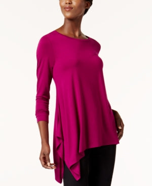 Alfani Asymmetrical-Hem Top Magenta L