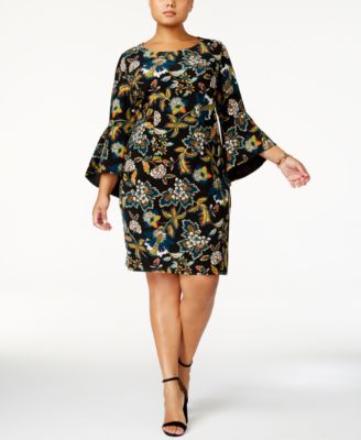 INC International Concepts Plus Size Bell-Sleeve Sheath D Beautiful Wallpaper 2X