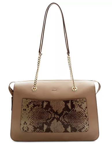 DKNY Bryant Top-Zip Medium Tote Natural Snake-buff