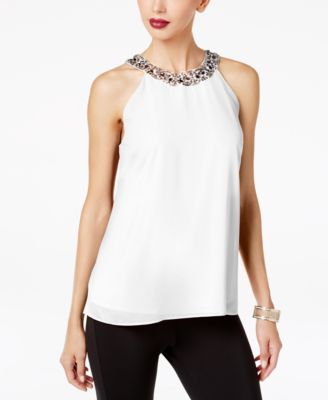 Thalia Sodi Rhinestone-Embellished Top Cloud M