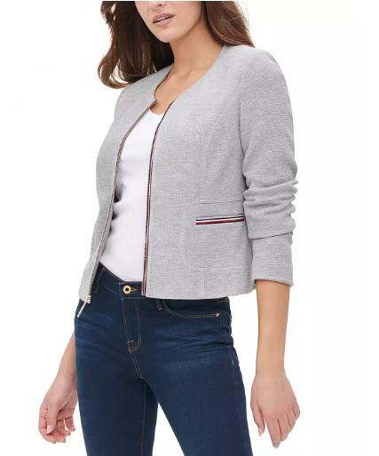 Tommy Hilfiger Collarless Zip-Front Jacket Size 0