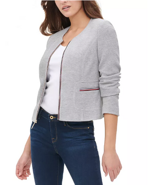 Tommy Hilfiger Collarless Zip-Front Jacket Size 0
