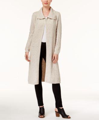 Style Co Petite Cable-Knit Tweed Duster Hammock Heather PS