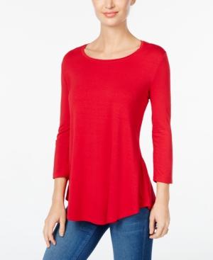 JM Collection Three-Quarter-Sleeve Scoop-Nec New Red Amore S
