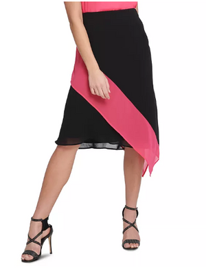 DKNY Colorblocked Asymmetrical Skirt Size S