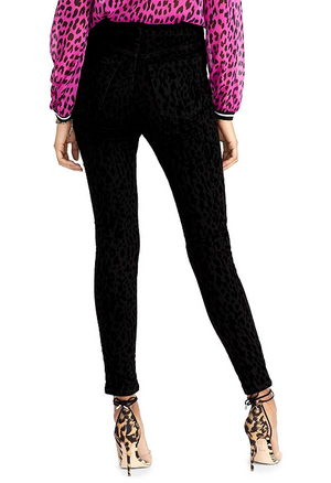 RACHEL Rachel Roy Velvet Animal-Print Skinny Leg Pants