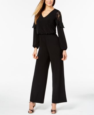 Thalia Sodi Lace-Inset Jumpsuit Deep Black M