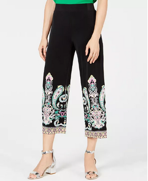 I.n.c. Printed Cropped Wide-Leg Pants, Bl Budah Paisly S