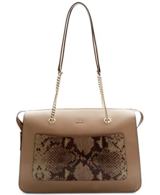 DKNY Bryant Top-Zip Medium Tote Natural Snake-buff