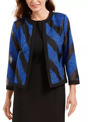 Kasper Organza Mixed-Texture Flyaway Jacket Size 16