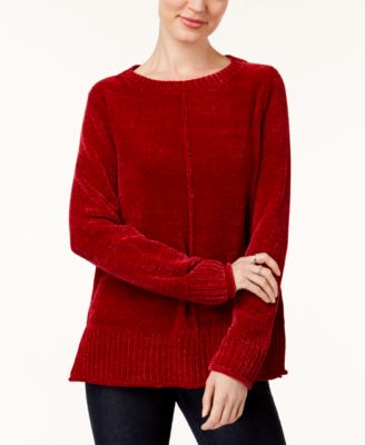 Style Co Petite Chenille Sweater Cranberry PL