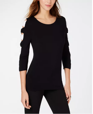 INC International Concepts INC Bow-Sleeve Top Size M