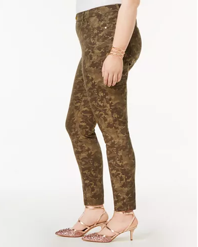 INC International Concepts Plus Size Camo-Print Jacquard Olive Camo