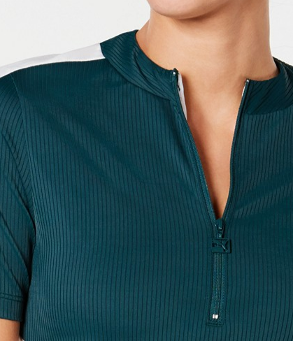 Puma Classics Ribbed Cut-Out Half-Zip Cropped Top Size S