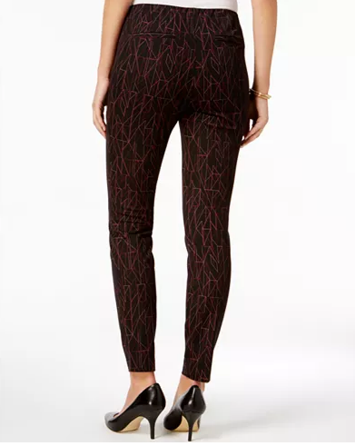 Alfani Petite Printed Skinny Pants Graphic Lines 10P