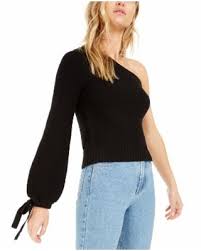 Bar III Becca Tilley x One-Shoulder Volume Sleeve Sweater Size S