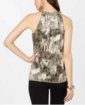 INC International Concepts INC Metallic Keyhole Halter Top Size L