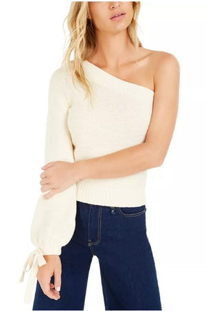 Bar III Becca Tilley x One-Shoulder Volume Sleeve Sweater Size S