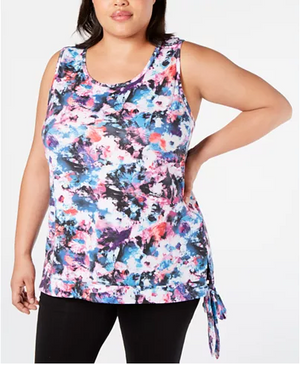 Ideology Plus Size Floral Print Side Tie Tank Top Size 3X