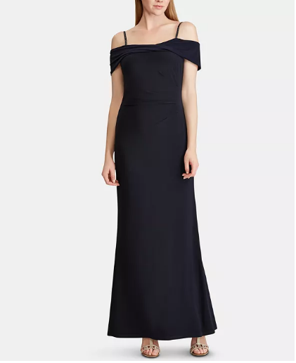 Lauren Ralph Lauren Jersey Off-The-Shoulder Gown Size 12  Twentyonemillions
