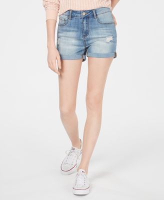 Indigo Rein Juniors Cuffed High Rise Denim Shorts Sage