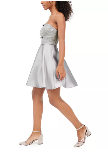 City Studios Juniors' Strapless Lace Bow Dress Size 13