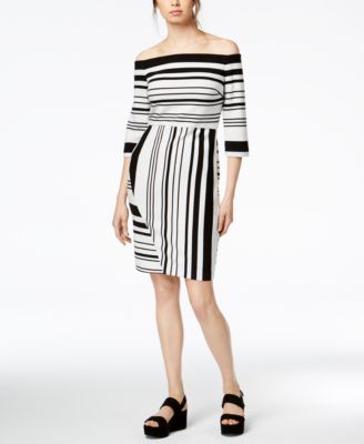 Bar III Womens Striped a-line Bodycon Dress