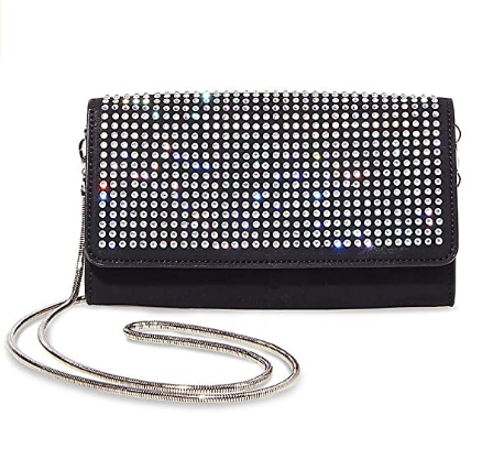 Steve Madden Korey Crystal Small Clutch BlackSilver