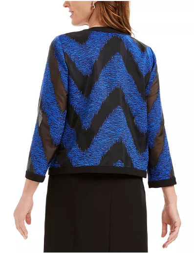 Kasper Organza Mixed-Texture Flyaway Jacket Size 16
