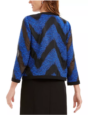 Kasper Organza Mixed-Texture Flyaway Jacket Size 16