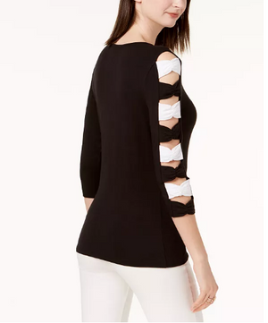 INC International Concepts INC Bow-Sleeve Top Size M